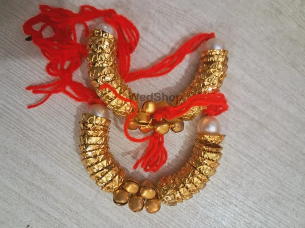 Indian Gana Wedding Bracelet for Bride and Groom - Haldi Mahndi -Handmade Bangles - Free Size (Set of 2)