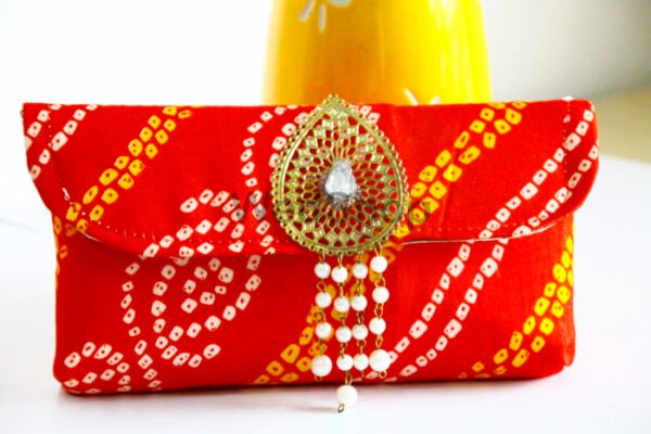 Envelope Clutch with Jaipuri Bandhej Design Print 8*4 Inch