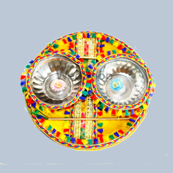 Steel Decorative Wedding Haldi Ritual Plate - Shaadi Haldi Rasam Thali - Haldi Ceremony - 12"