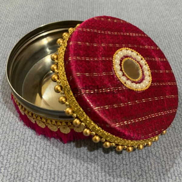 Handicraft Stainless Steel Wedding Events- Sweet Box - Return Gift Box - Laddu Box  4" x 4"