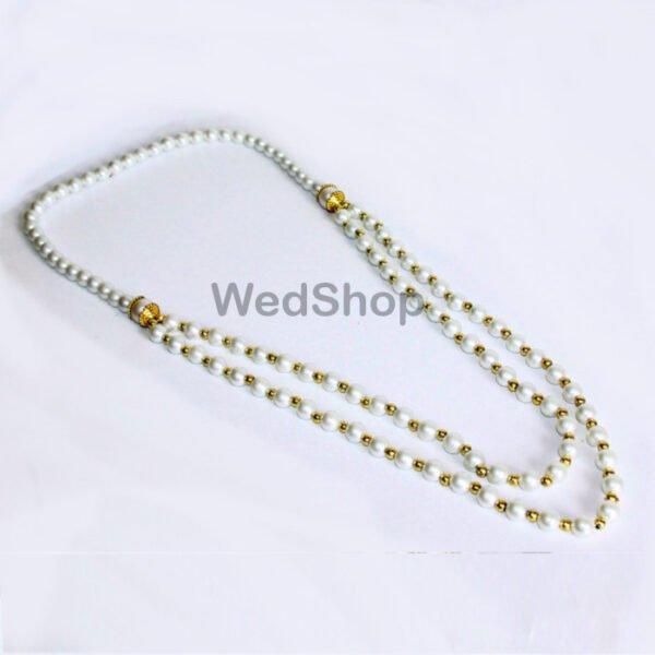 Barat Welcome Mala with Double Beads Ladi White Golden (Haar) 19"