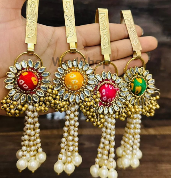 Jaipuri Bandhaj Theme Guccha/ Keychain with Small Golden Beads Hanging for Woman