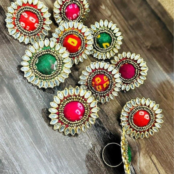 Jaipuri Bandhej  Theme floral Rings For Woman