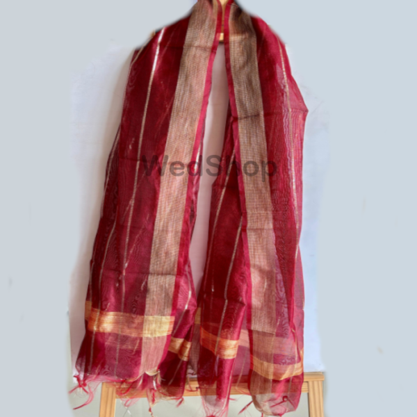 Dupatta for Barat Welcome- Chanderi Silk Mahroon Color Dupatta- 2.25 meter length