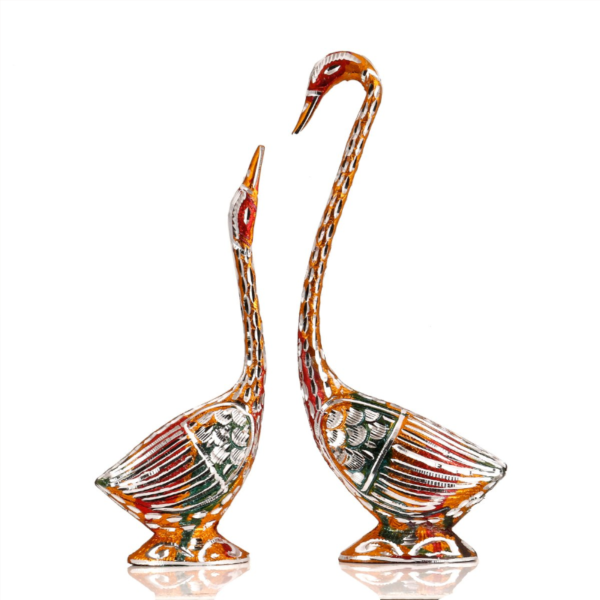 Swan Love Birds Set Metal - Couple Statue - Wedding Gift & Home Decor