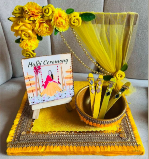 Haldi Platter Handcrafted - Customised Haldi Platter - Decorative Tray