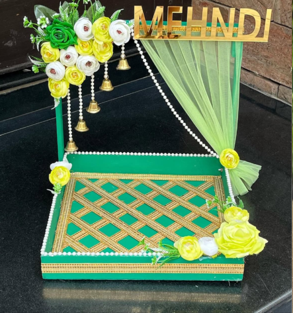Mehndi Platter Handcrafted - Customised Mehndi Platter - Decorative Tray